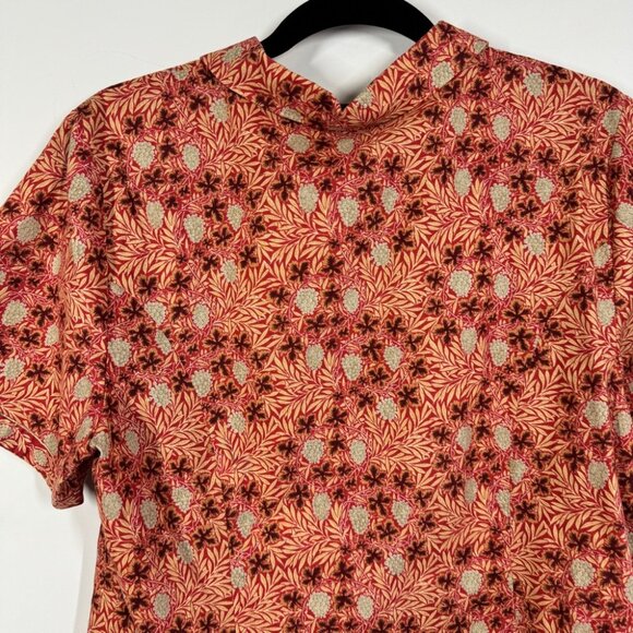 Vintage Suttles & Seawinds Red Beige Printed Floral Button Shirt Size L - Picture 11 of 16